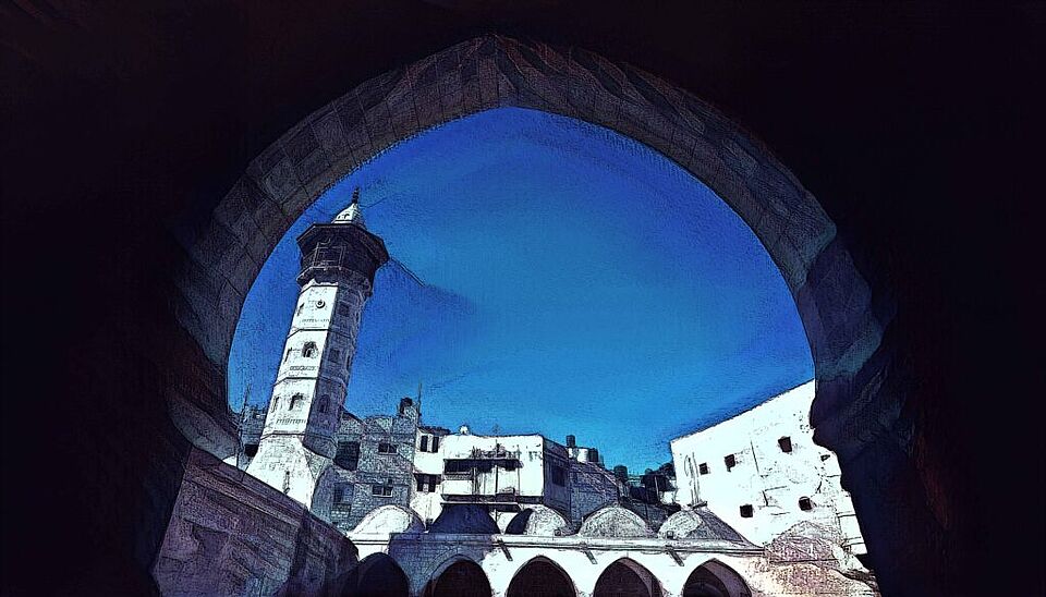 Al Omar Mosque. Photograph by Mariam Khatib and design by Zein Al-Abdallah