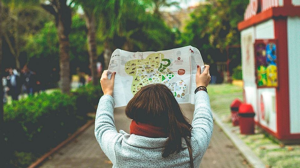 woman with map