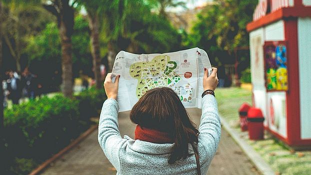 woman with map