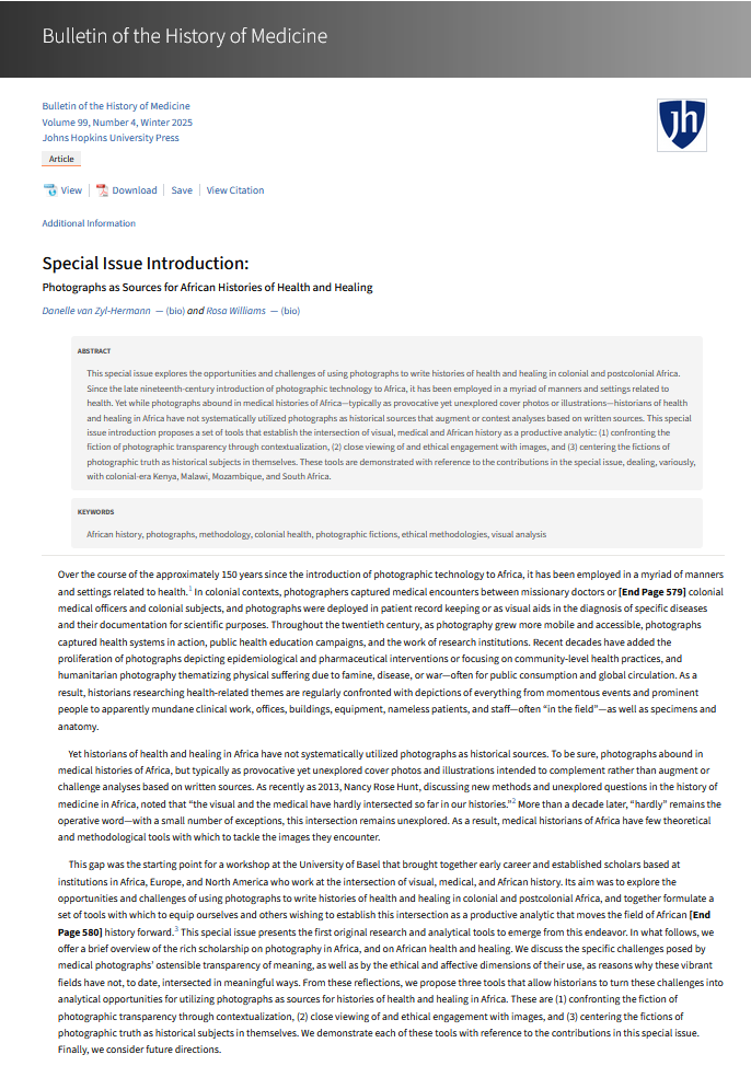 Photographs as Sources for African Histories of Health and Healing