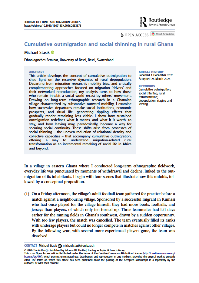 Cumulative outmigration and social thinning in rural Ghana